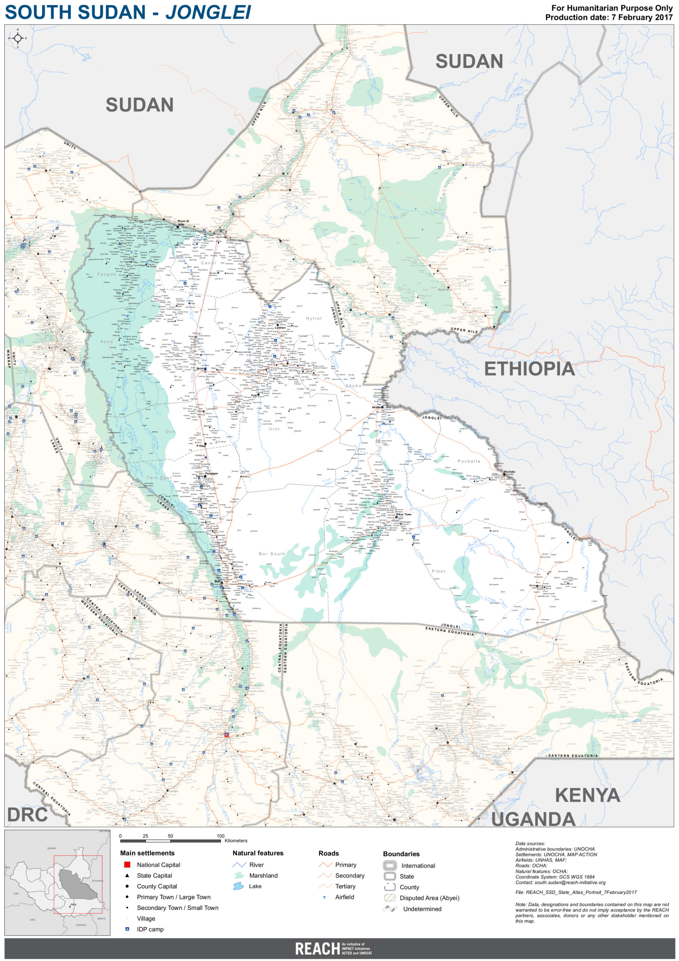 Map of Jonglei State